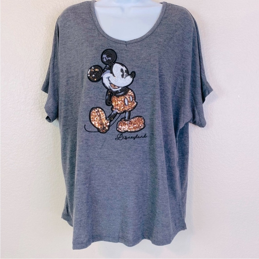 Disney Parks Rose Gold Mickey Mouse Sequined Shirt for Women